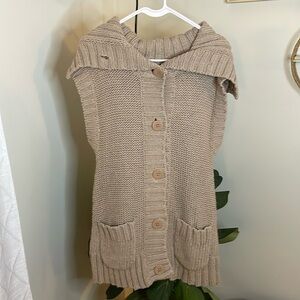 Free People Knit Button Up Pocket Tan Cardigan Womens Large